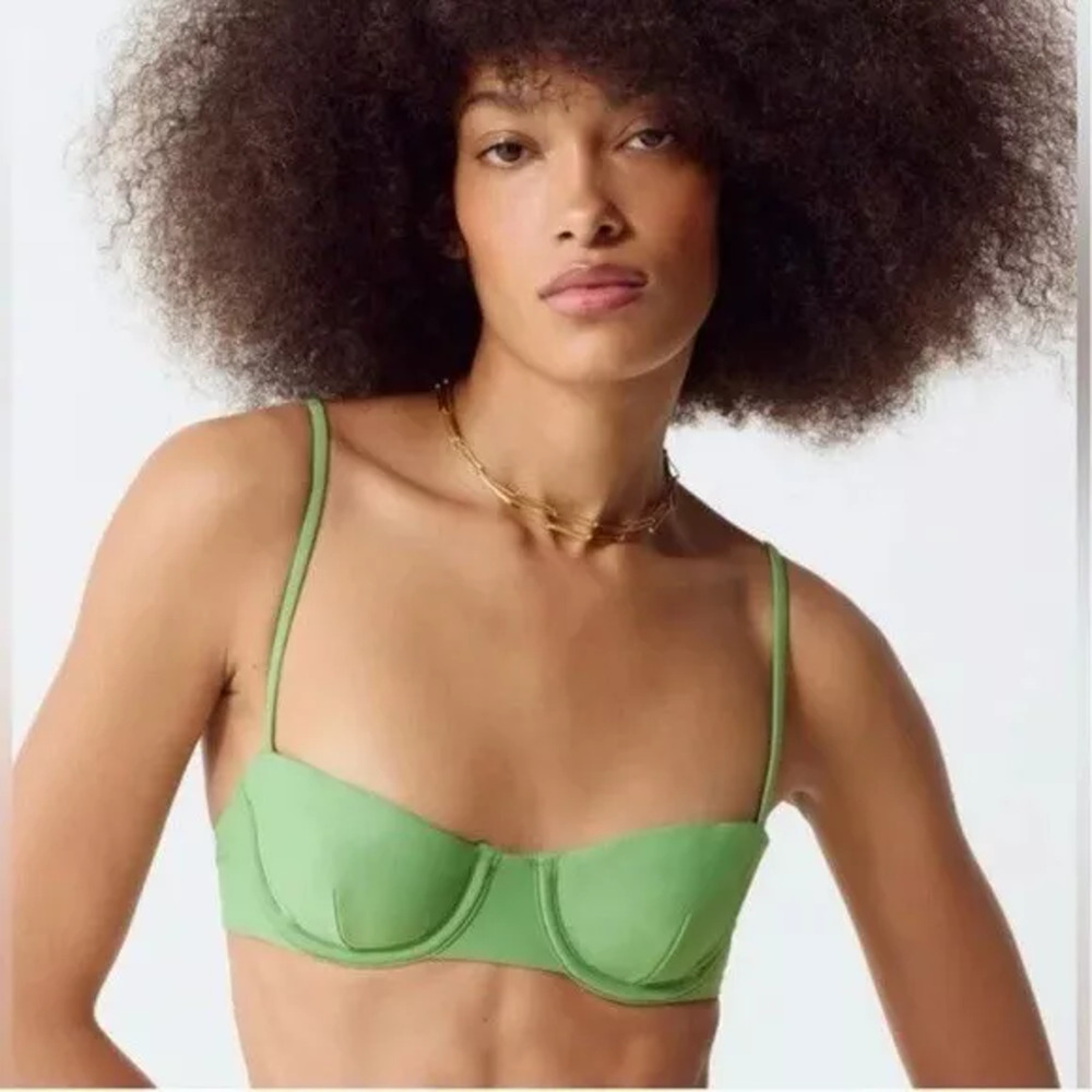J.Crew Womens Balconette Underwire Bikini Top Beach‎ Summer Green Size 32B NWT